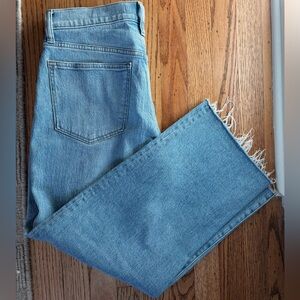 Madewell Frayed Hem Wide Leg Denim